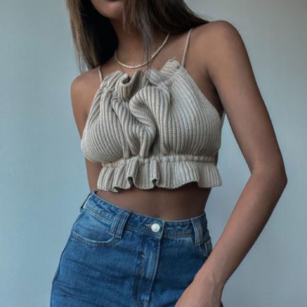 Brand new nude knit crop top